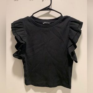 Zara ruffled ribbed crop top